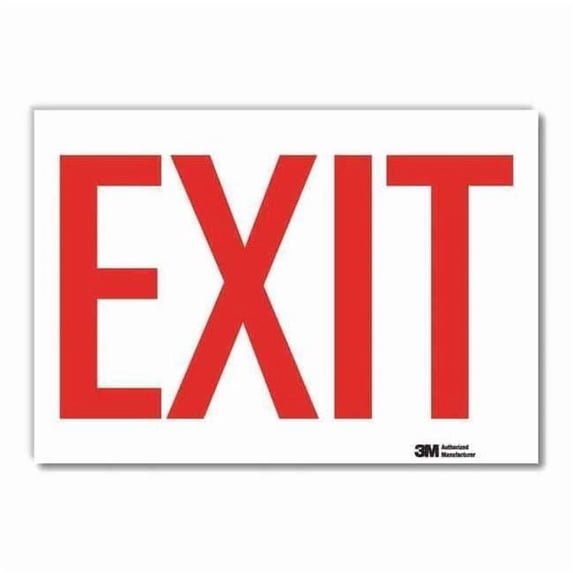 Lyle Exit Sign, Vinyl, 14" W, 10" H, Exit, White U1-1008-RD_14X10