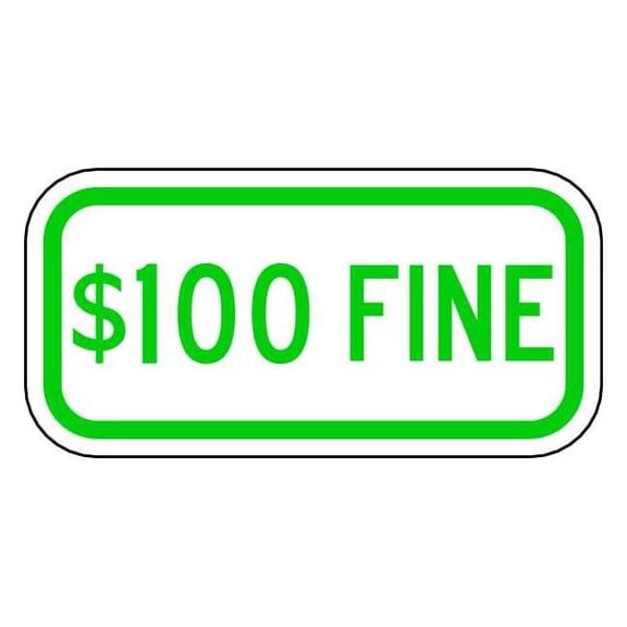 Lyle Parking Fine Sign, 12" W, 6" H, English, Aluminum, White HCP-012-12HA