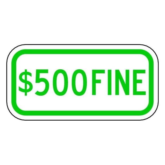 Lyle Parking Fine Sign, 12" W, 6" H, English, Aluminum, White HCP-013-12HA