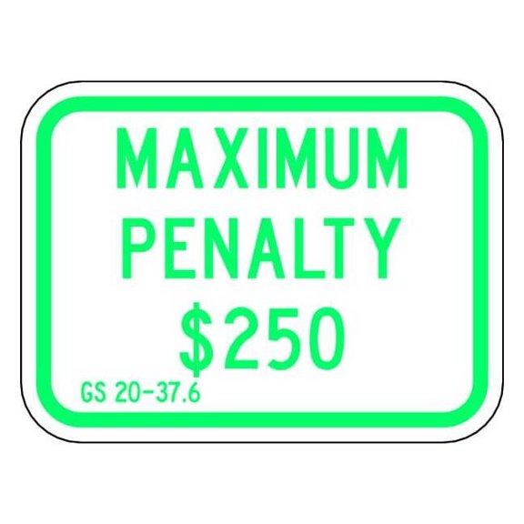 Lyle Parking Fine Sign, 12" W, 9" H, English, Aluminum, White HC-NC03-12HA