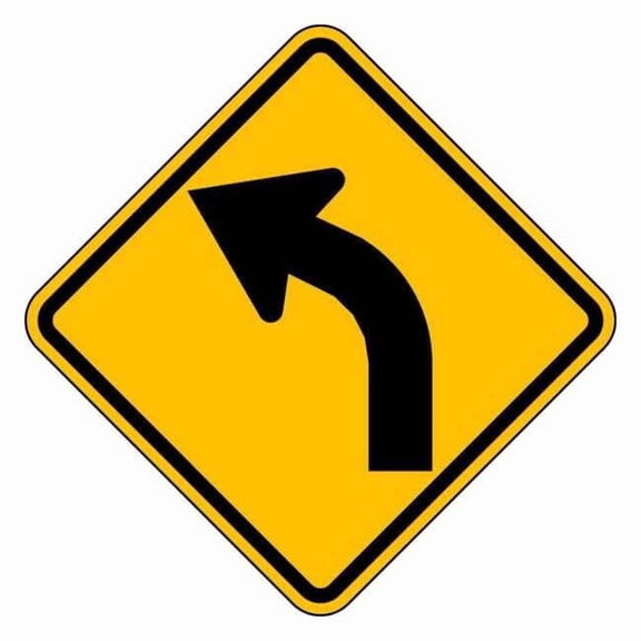 Lyle Left Curve Traffic Sign,24" x 24" W1-2L-24HA