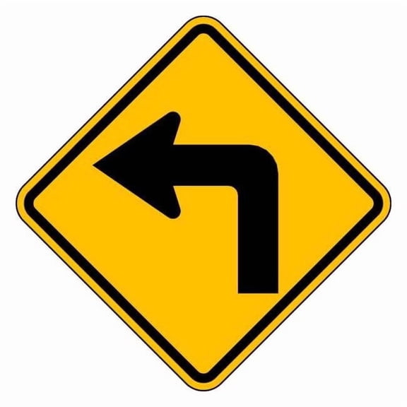 Lyle Left Turn Traffic Sign,12" x 12" W1-1L-12HA