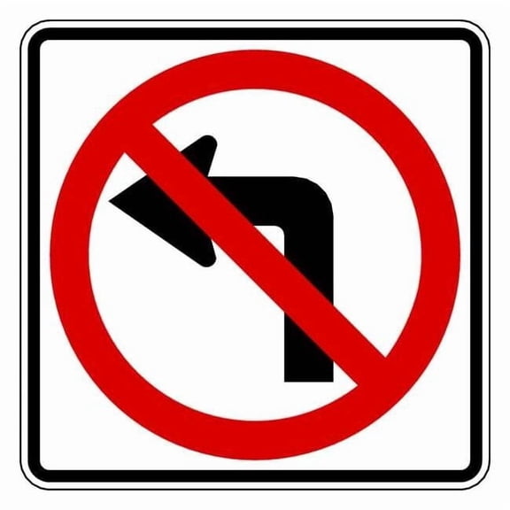 Lyle No Left Turn Traffic Sign,24" x 24" R3-2-24HA