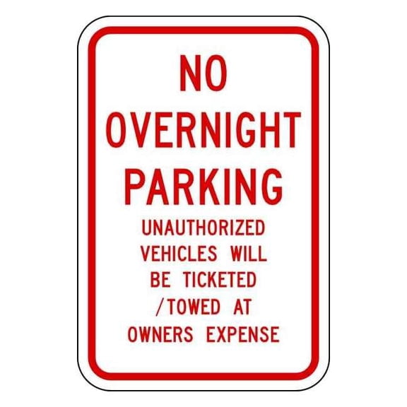 Lyle No Overnight Parking Sign,18" x 12, NP-056-12HA NP-056-12HA