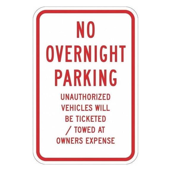 Lyle No Overnight Parking Sign,18" x 12, T1-1154-DG_12x18 T1-1154-DG_12x18