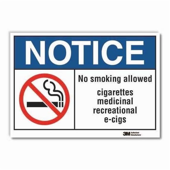 Lyle No Smoking Notice Rflctv Label,7inx10in LCU5-0025-RD_10x7