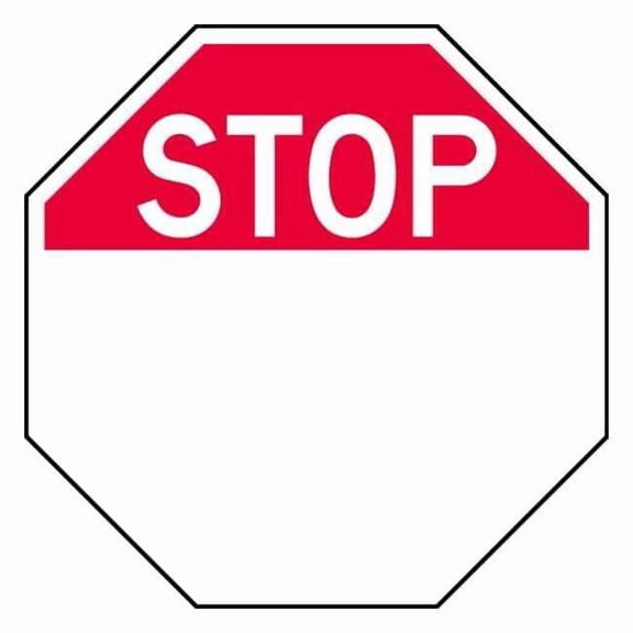 Stop Sign, 6" W, 6" H, Recycled Aluminum, Red, White ST-100-6HA