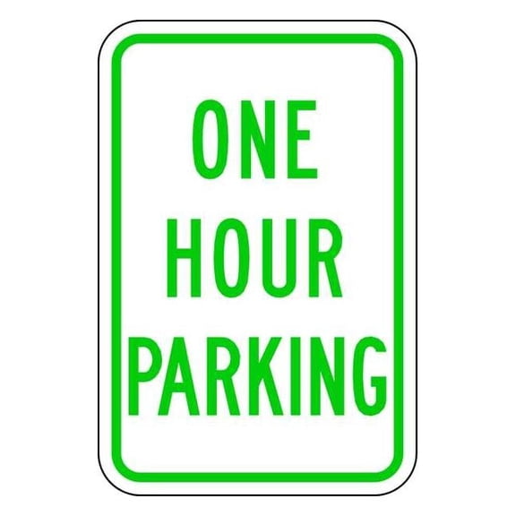 Lyle Timed Parking Sign, 12" W, 18" H, English, Aluminum, White LR7-42-12HA