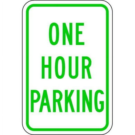 Lyle Timed Parking Sign, 12" W, 18" H, English, Aluminum, White LR7-42-12HA