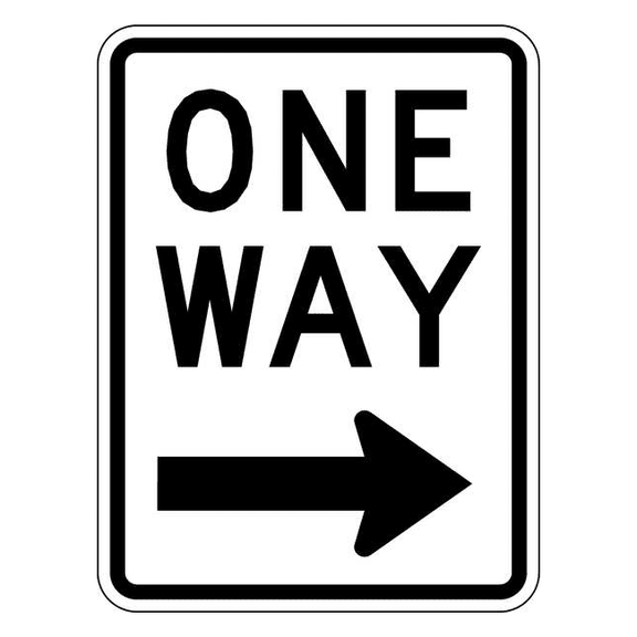 Lyle One Way Traffic Sign,24" x 18" R6-2R-18HA