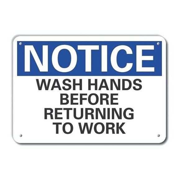 Lyle Plastic Wash Hands Notice Sign,10x14in LCU5-0169-NP_14X10