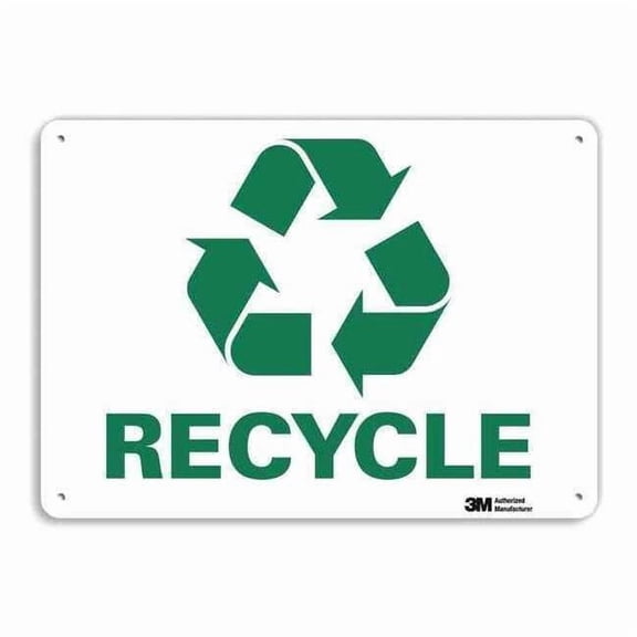Recycle, 14 in W x 10 in H, Horizontal Rectangle, Aluminum, U1-1028-RA_14X10 U1-1028-RA_14X10
