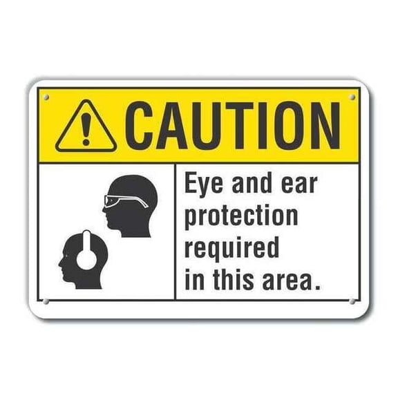 Lyle Rflctv Eye&Ear Caution Sign,10x14in,Alum LCU3-0114-RA_14x10