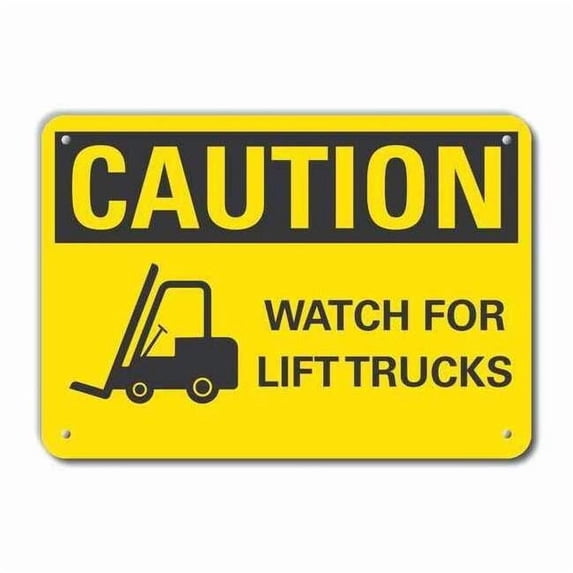 Lyle Rflctv Lift Truck Trfc Caut Sign,10x14in LCU3-0194-RA_14x10