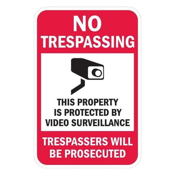 Lyle Rflctv No Trespassing Sign,18x12in,Alum T1-1074-HI_12x18