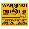 thumbnail image 1 of Lyle Rflctv No Trespassing Warn Sign,12x12in NT-035-12HA, 1 of 1