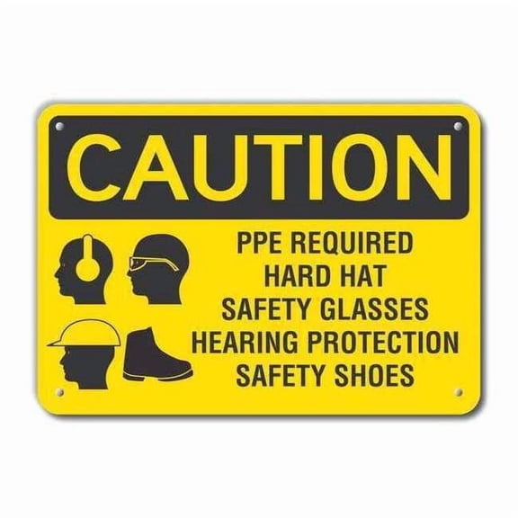 Lyle Rflctv Ppe Caution Sign,10x14in,Aluminum LCU3-0188-RA_14x10