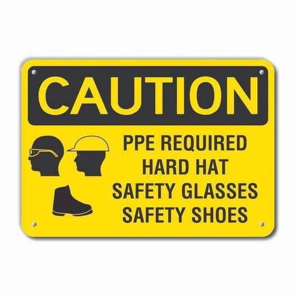 Lyle Rflctv Ppe Caution Sign,10x14in,Aluminum LCU3-0191-RA_14x10
