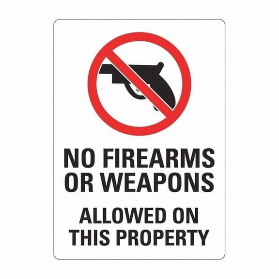 Lyle Rflctv Weapons Notice Sign,14x10in,Alum LCU1-0096-RA_10x14