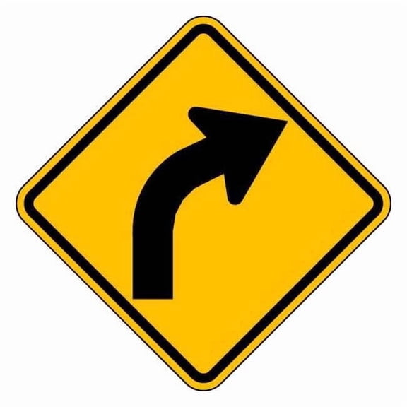 Lyle Right Curve Traffic Sign,12" x 12" W1-2R-12HA