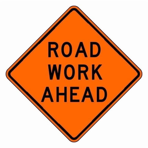 Lyle Road Work Ahead Traffic Sign,30" x 30" W20-1D-30HA