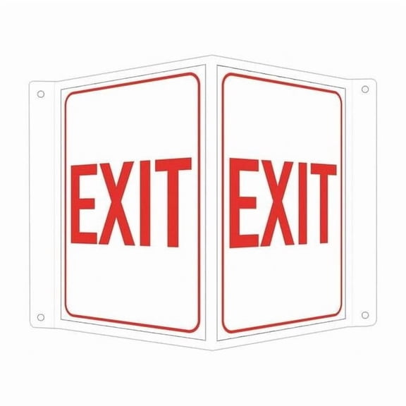Lyle Exit Sign, Recycled Aluminum, 12-1/4" W, 10" H, White LCVB-0039-RA_7x10