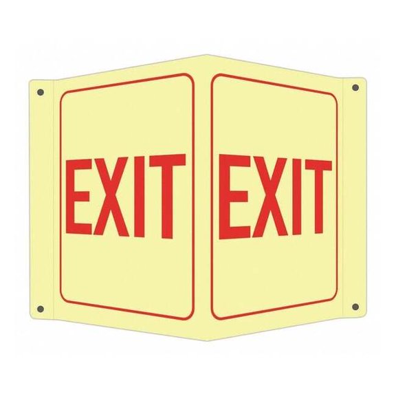 Lyle Exit Sign, Recycled Aluminum, 8" W, 12" H, Exit, Red LCVB-0039-GA_7x10