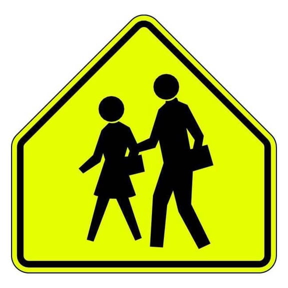 Lyle School Crossing Traffic Sign,30" x 30" S1-1-30SYGA