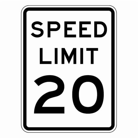 Lyle Speed Limit 20 Traffic Sign,24" x 18" R2-1-20-18HA