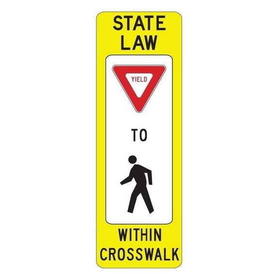 Lyle State Law Yield Traffic Sign,36" x 12" R1-6-12FA