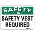 Lyle U7-1247-Na_10X7 Safety First Safety Vest Required, 7 In X 10 In, Vertical