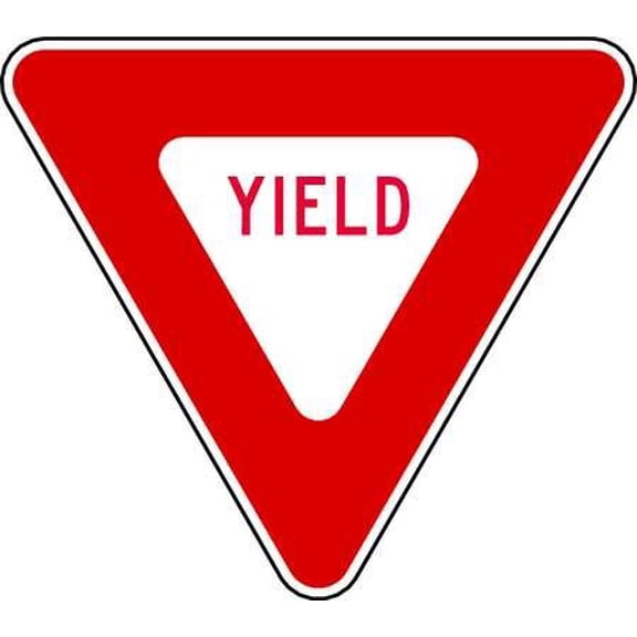 Yield Traffic Sign, 12 in Height, 12 in Width, Aluminum, Triangle, English R1-2-12HA