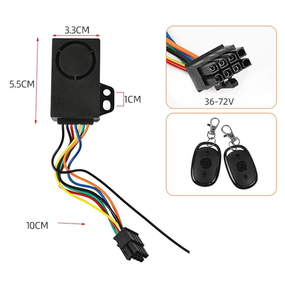 Lylong Approx 5.5X3.3Cm Ebike Dual Remote Control Ebike Anti-Theft Alarm System Anti-Theft System Anti-Theft System 6-Pin Interface