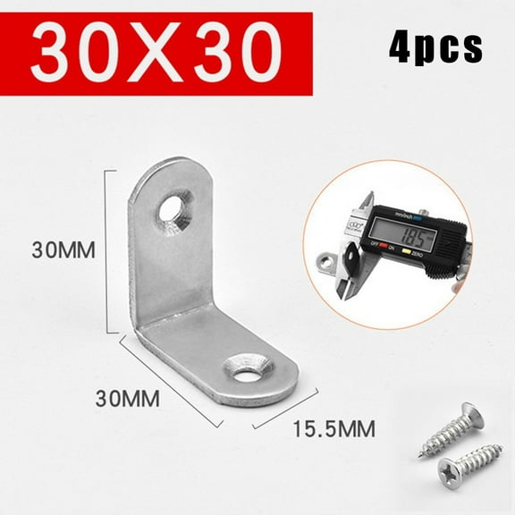 4Pc Stainless Steel Corner Brackets Right Angle L-Shape Brackets 30*30mm