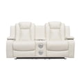 thumbnail image 1 of Lymka Faux Leather Power Reclining Home Theater Seating Loveseat in White, 1 of 3