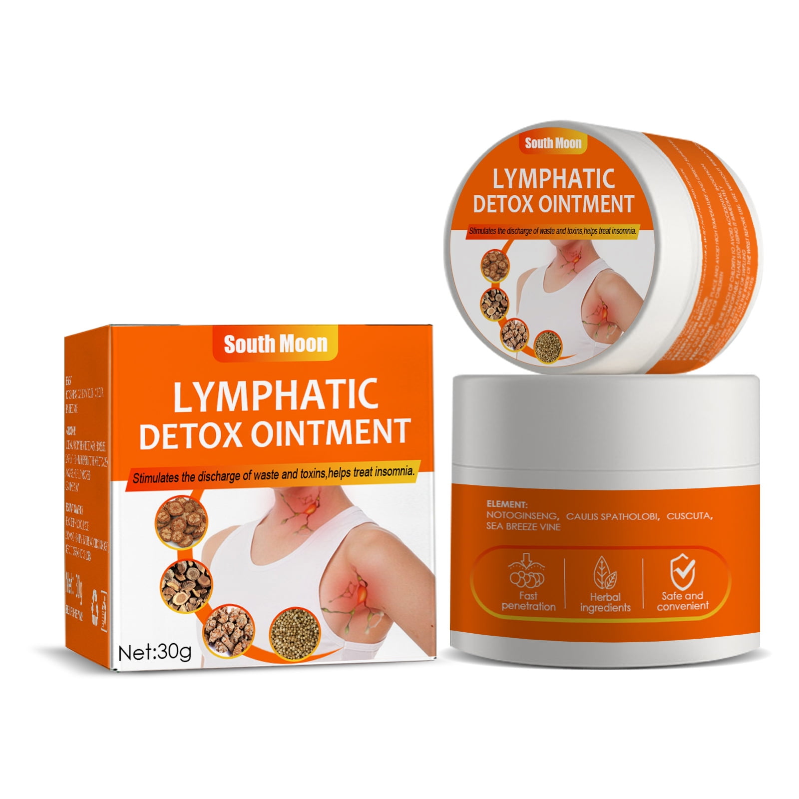 Lymph Nodes Herbal Detox Cream, Lymphatic Drainage Ointment, Neck Paste Lymphatic Swelling