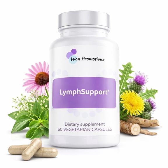 LymphSupport Herbal Supplement for Lymphatic System, 60 Vegetarian Capsules, Immune & Detox Formula