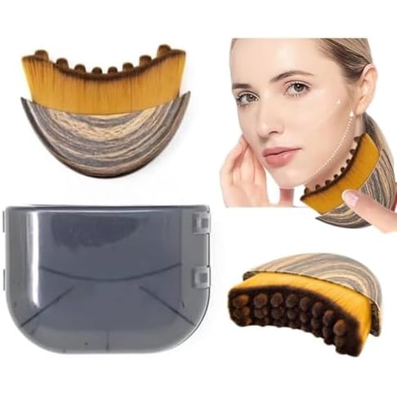 Lymphatic Contour Brush - Facial Massage & Gua Sha Tool for Lymphatic Drainage, Anti-Puffiness, Double Chin Reduction, Sculpting, Glow, Tension & Serum Absorption - 1 Pack