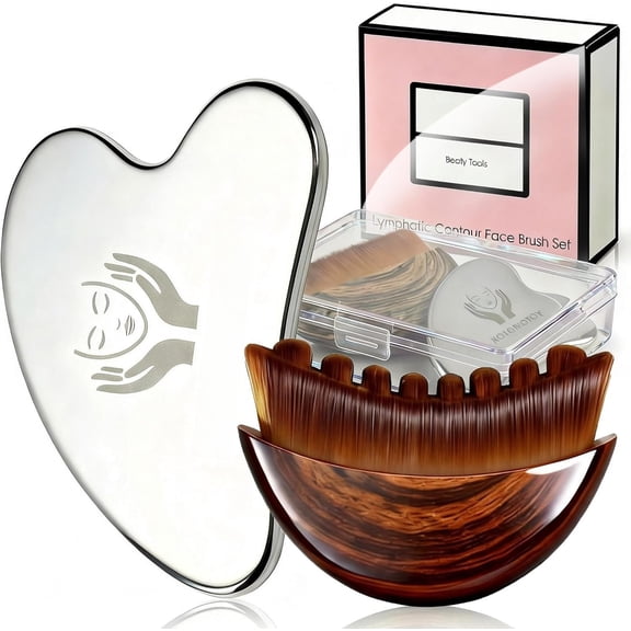 Lymphatic Contour Brush for Sculpting, lymphatic Brush gua sha facial tools Lymphatic Drainage for care, Anti-Puffiness, Detox & Lift, Improves Glow,
