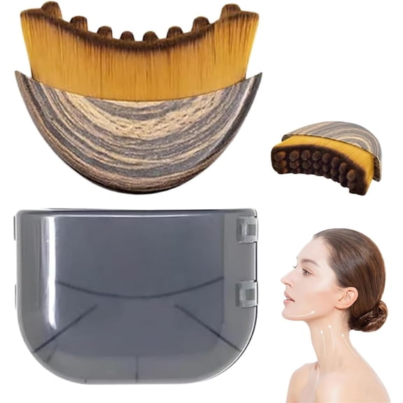 Lymphatic Contour Brush for Lymphatic Drainage - Soft Bristle Facial Brush to Reduce Puffiness, Define Jawline, Tension