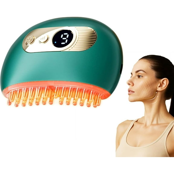 Lymphatic Contour Face Brush Face Massager for Lymphatic Drainage, Double Chin Reducer, and Facial Sculpting Gentle Vibrating Lymphatic Drainage Tool for Jawline & Puffiness - Green