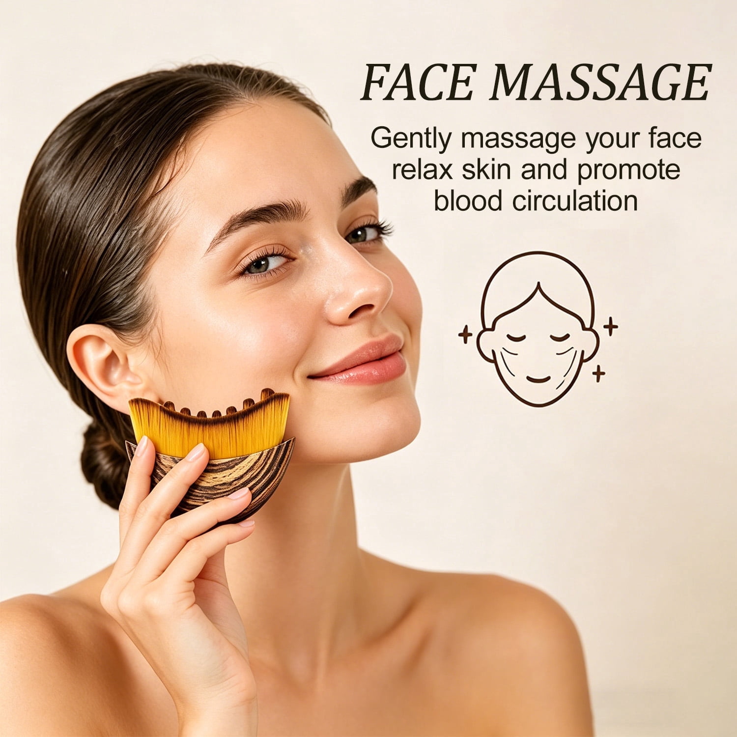 Cepillo Facial de Cerdas Suaves MEEGEEM, Cepillo Seco de Contorno Linfático para Drenaje Facial y Reducción de Hinchazón