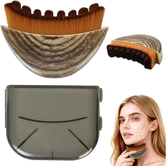 Lymphatic Contouring Facial Brush - Facial Sculpting and Anti-Puffiness Tool | Ultra-soft dry brush for jawline massage and lymphatic drainage | Ergonomic design (2-piece set)*