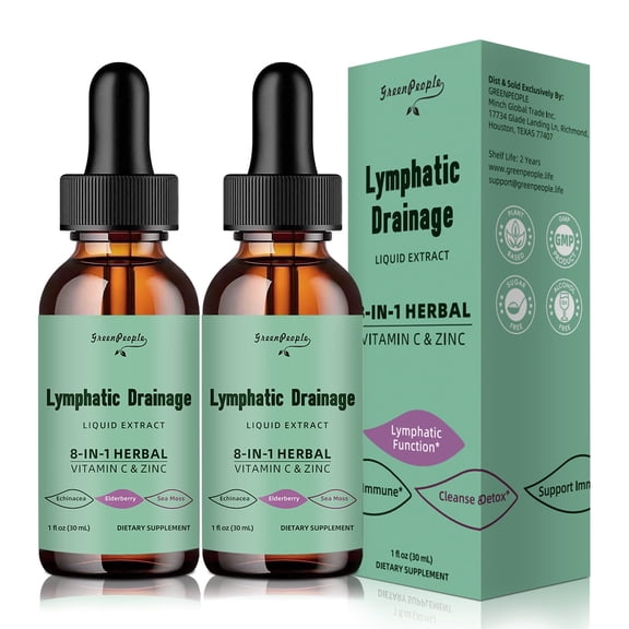 Lymphatic Drainage Drops, 10-in-1 Lymphatic Supplements with Echinacea & Burdock Root- Immune & Detox Boost, Advanced Absorption, Non-GMO (2 fl oz, 2 Pack)