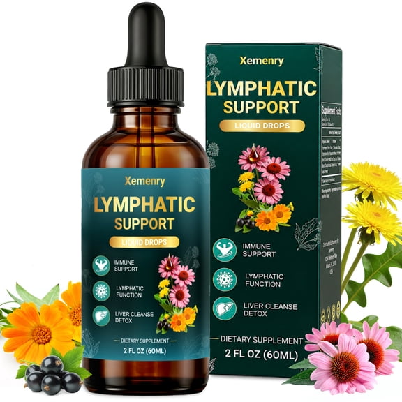 Lymphatic Drainage Drops - 11-In-1 with Echinacea, Elderberry, Burdock Root - for Lymph System & Immune Support - 2 fl (60ml)