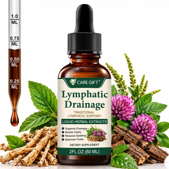 Lymphatic Drainage Drops- Lymphatic Support Liquid Drops - Vegan, Natural Flavor, 2 fl oz