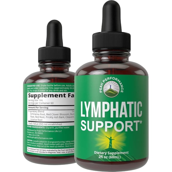 Lymphatic Drainage Drops. Sugar Free 7-in-1 Lymph Detox And Cleanse Support. Vegan Supplement with Echinacea, Red Clover Blossom, Burdock Root, Cleavers Herb, Licorice Root, And More!