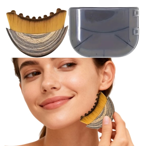Lymphatic Drainage Face Brush with Travel Case - Wooden Facial Contour Massager & Gua Sha Tool for Depuffing, Sculpting & Circulation