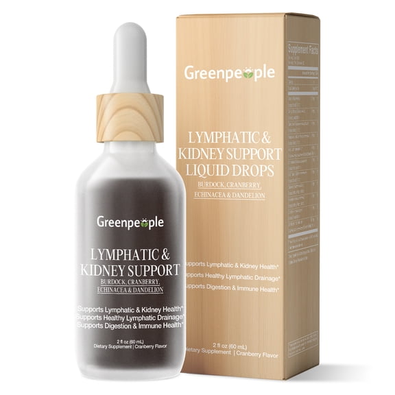 Lymphatic Drainage & Kidney Liquid Drops,with Burdock Dandelion,Cleavers,Echinacea,Turmeric, Lymph System Support for Women & Men,Cranberry Flavor
