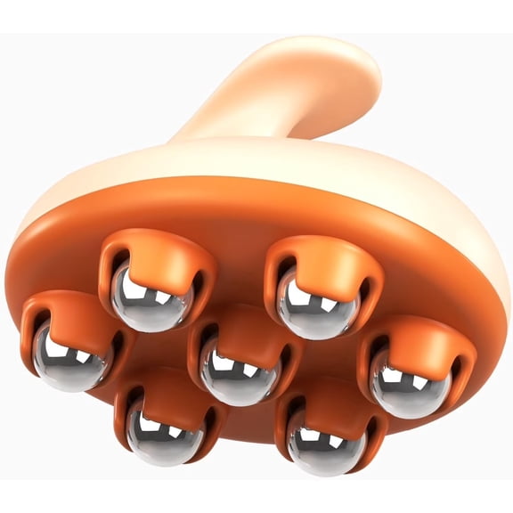 M3 Naturals Manual Handheld Body Massager with Rolling Balls, Orange, 1 Ct